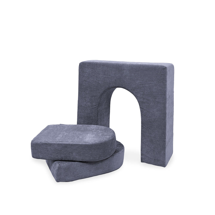 Go Coconut Wall 10" & Doors Set in Cuddly Koala second view showing the freestanding CertiPUR-US certified 10-inch foam play couch wall add-on with machine-washable cover and two 5-inch door pieces