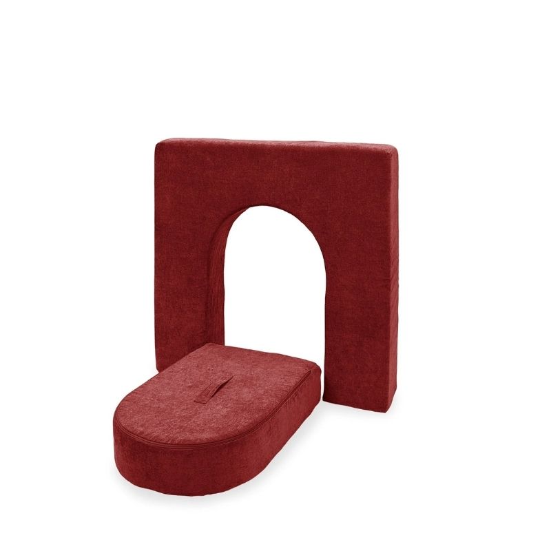 Go Coconut Wall 5" & Door Set in Cherry Swirl showing the lightweight 5-inch foam wall and door piece with handle, compatible with all Go Coconut modules for fort building and imaginative play
