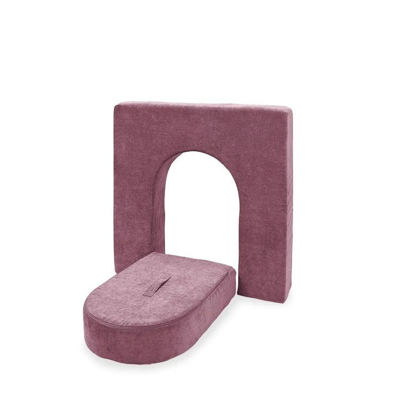 Go Coconut Wall 5" & Door Set in Rose Blush showing the CertiPUR-US certified 5-inch foam wall and door set designed for little hands and compatible with all Go Coconut play couch products