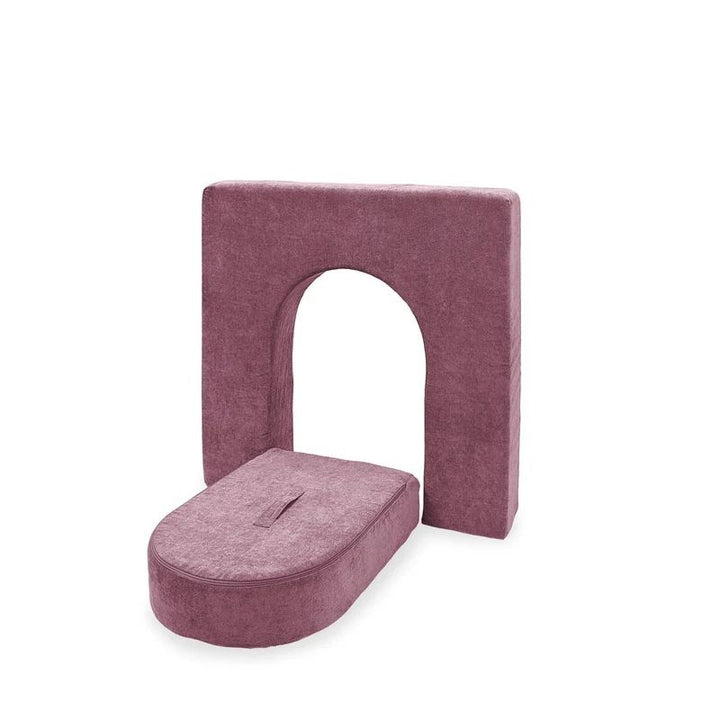Go Coconut Wall 5" & Door Set in Rose Blush showing the CertiPUR-US certified 5-inch foam wall and door set designed for little hands and compatible with all Go Coconut play couch products