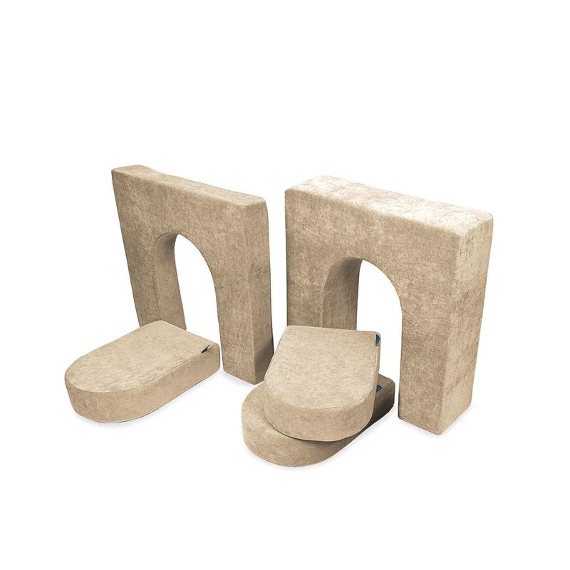 Go Coconut Walls and Doors Bundle in Sand Dune showing the foam wall and door module set with Durable Micro Velveteen covers made 100% in Canada for creative play couch expansion