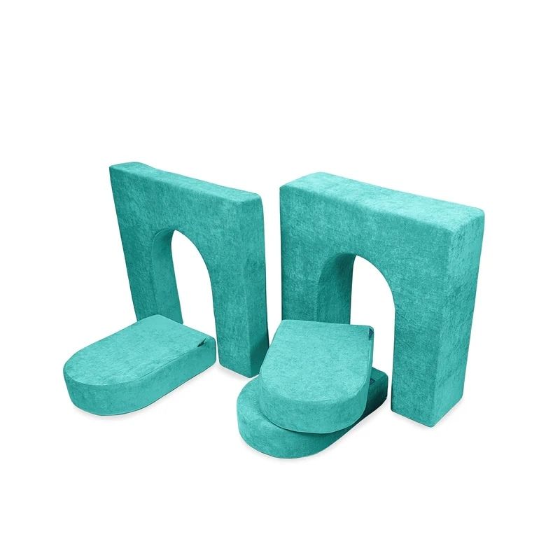 Go Coconut Walls and Doors Bundle in Tropical Teal showing the modular foam wall and door pieces that create enclosed forts, rooms, and hideaways when combined with The Coconut play couch