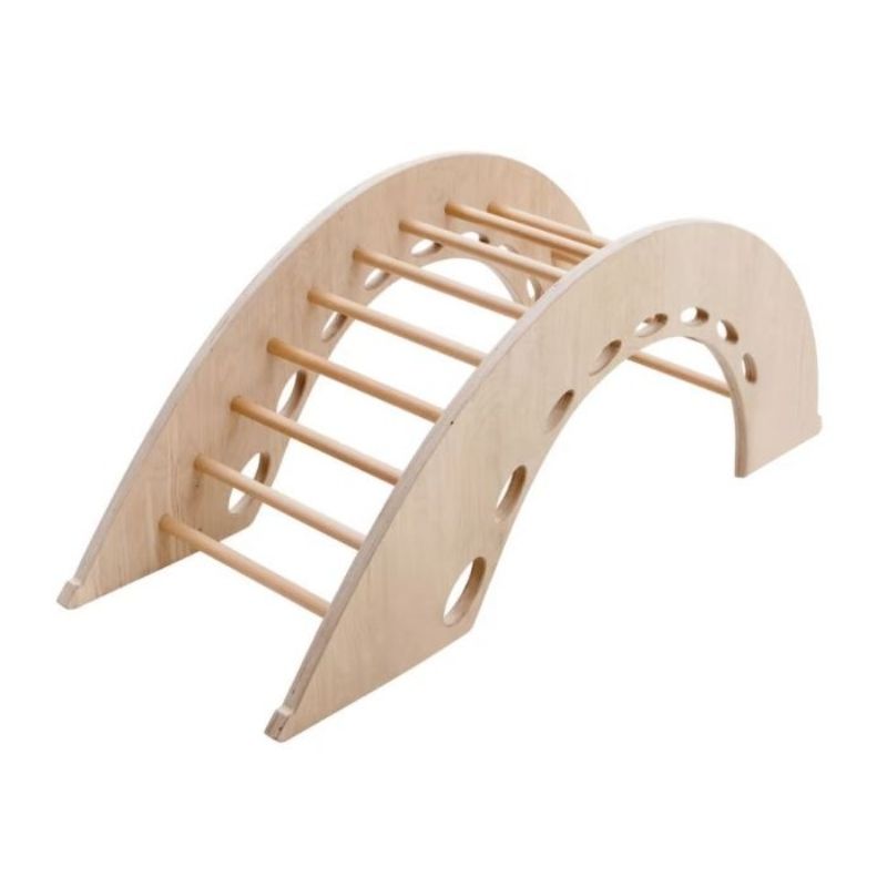 HABA Pro Climbing Arch side view showing the wooden rung structure suited for climbing, see-sawing and crawling
