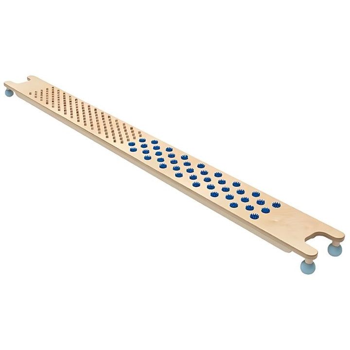 HABA Pro Fakir Sensory Balancing Board showing full birch wood construction with dual-texture tactile surface, a commercial-grade balance path for children aged 6 to 12