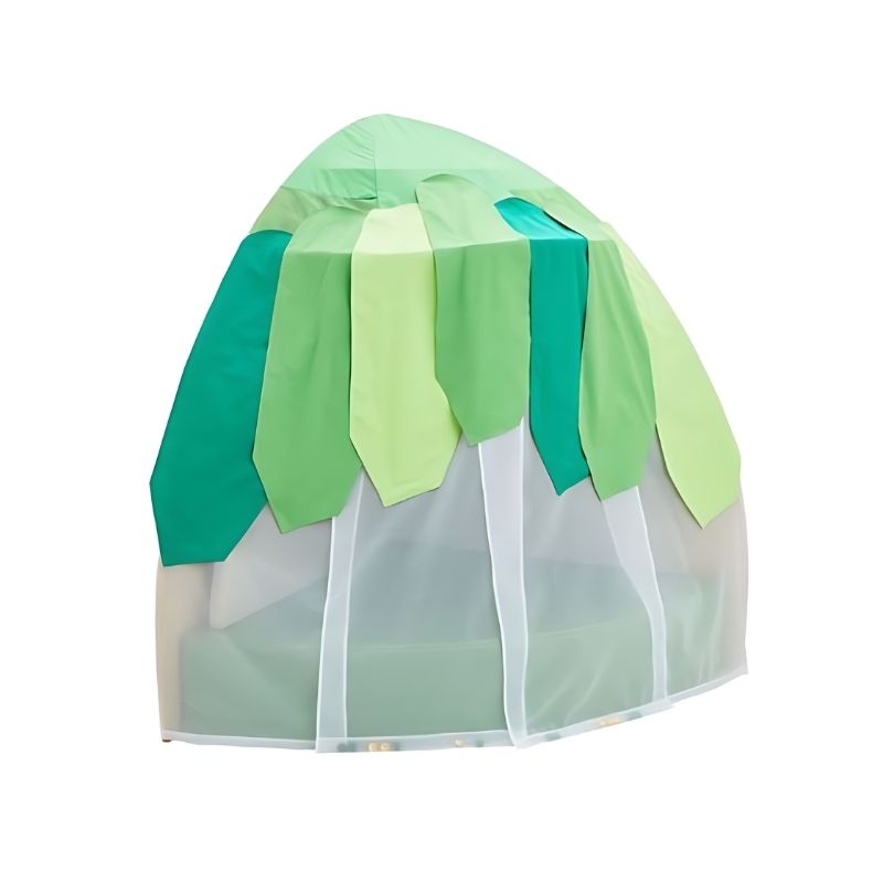 HABA Pro Grow.upp Canopy Retreat Cave with transparent curtain closed, showing the full calm corner hideaway structure