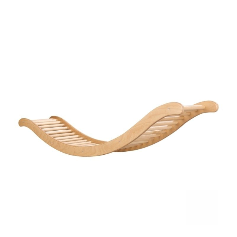 HABA Pro See-Saw Balancing Ladder clean product view showing arched beech wood and pine construction with metal braces