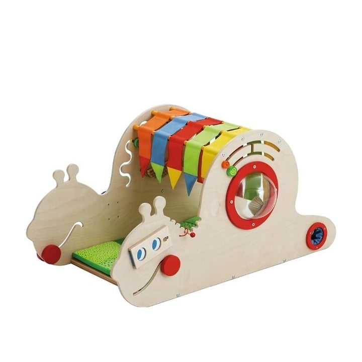 HABA Pro Toddler Sensory Activity Discovery Snail in solid birch wood, a commercial-grade multi-sensory tactile toy for toddlers in daycares, therapy rooms, and early learning spaces