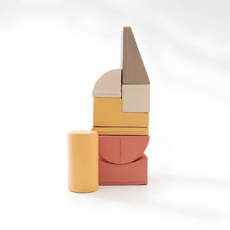 IGLU Adventurer Soft Play Set pieces in Pastel Pink stacked from a second angle showing shape detail