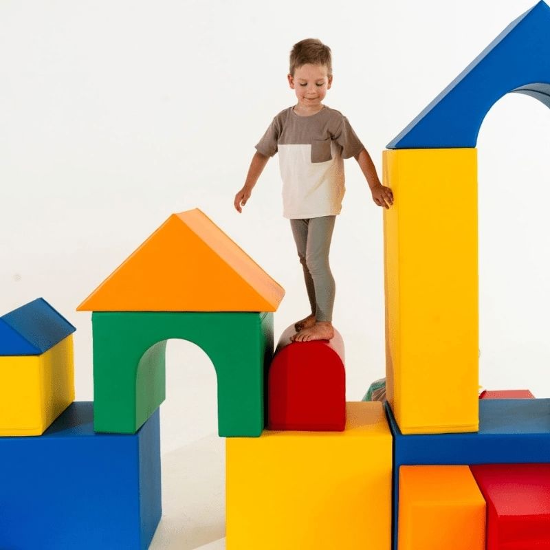 IGLU Mega Castle soft play foam blocks arranged into a large climbing and building structure for imaginative sensory play