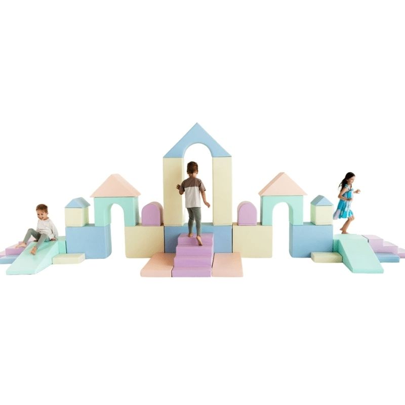 IGLU Soft Play Mega Castle Set displayed as a complete foam block arrangement showing the full scale of the giant modular soft play set