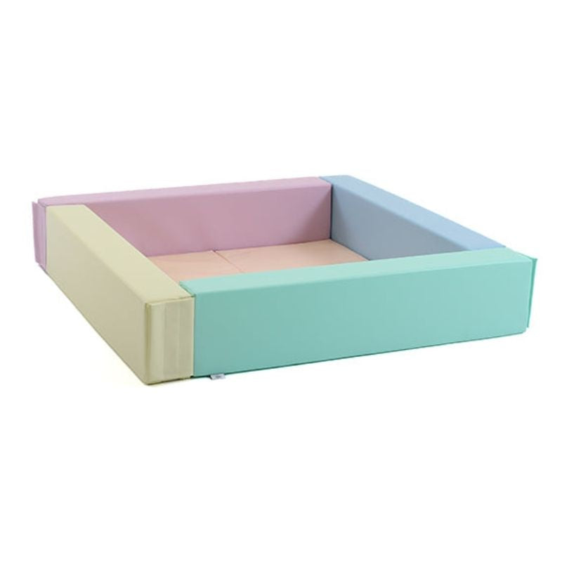 IGLU Soft Play Square Ball Pit light pastel variant, product clean view showing the foam ball pit dimensions and eco-leather cover