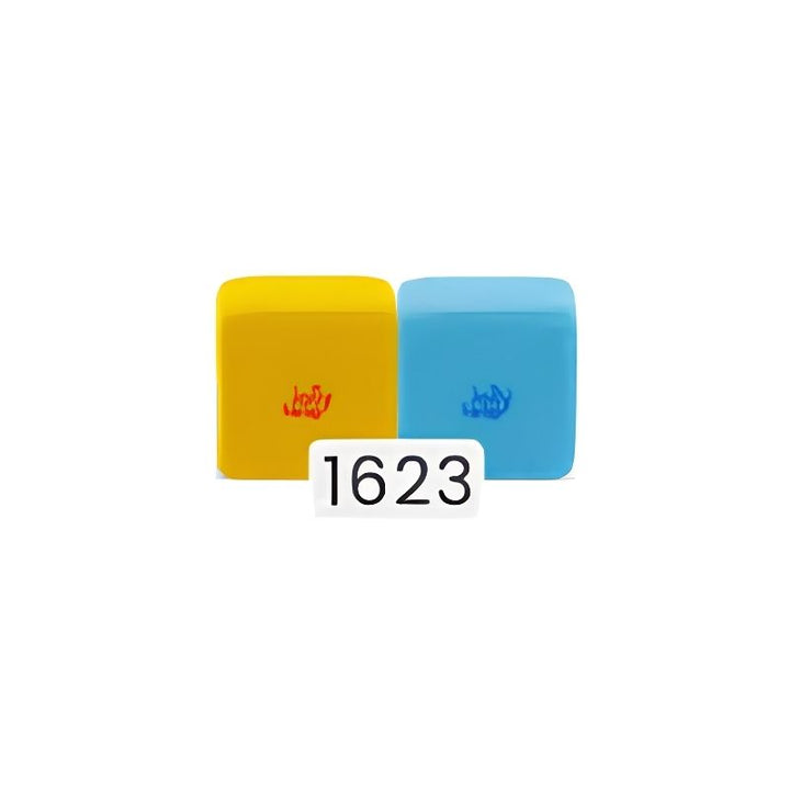 Yellow and turquoise colour combination for the JollyHeap Basic Set magnetic foam blocks, one of 36 available pairings.