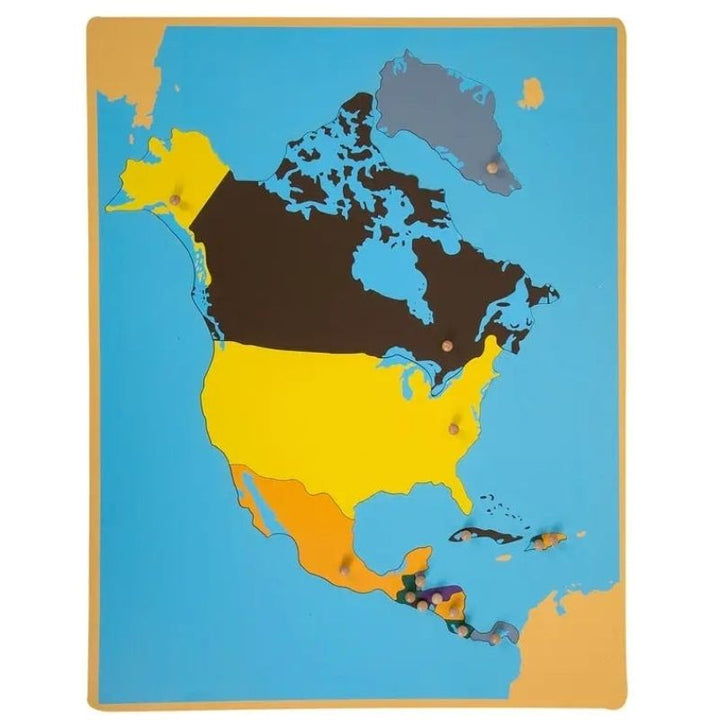 Kinderhuis Cabinet of the World North America puzzle map piece, AMI approved Montessori geography material