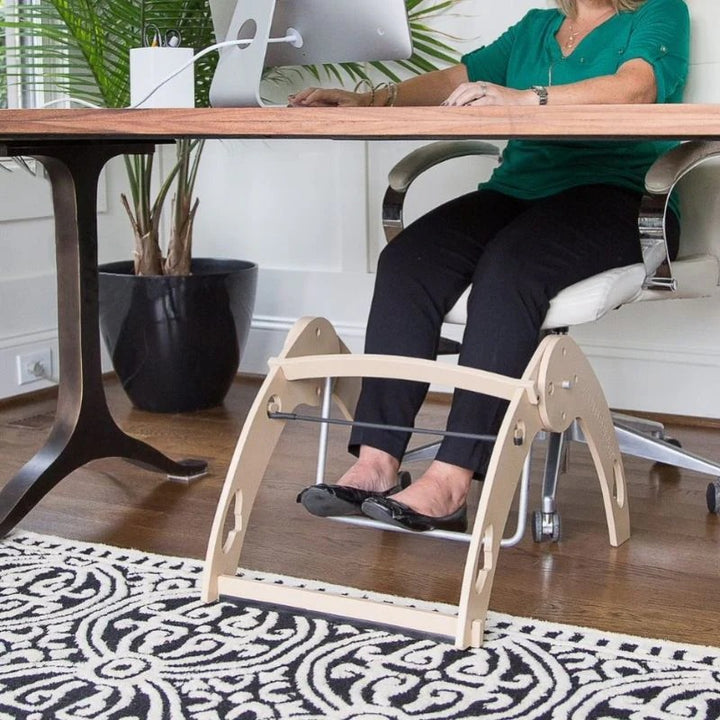 Angled view of the Kinnebar K200 Foot Swing showing freestanding base design suitable for classroom desks and home workstations