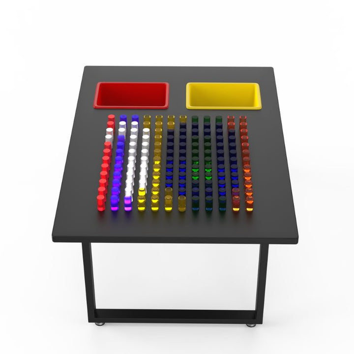 LiteZilla IllumiTable in Walnut Veneer finish, a professional-grade sensory light table for therapy clinics and schools
