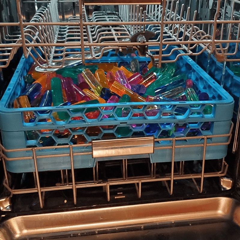 LiteZilla LitePin Sanitation Basket landscape view showing full basket dimensions for standard dishwasher compatibility