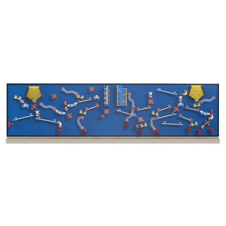 LiteZilla MagWiz Magnet Wall Kidnetics 20x5 third angle showing full 20-foot magnetic sensory wall with Kidnetics course pathways