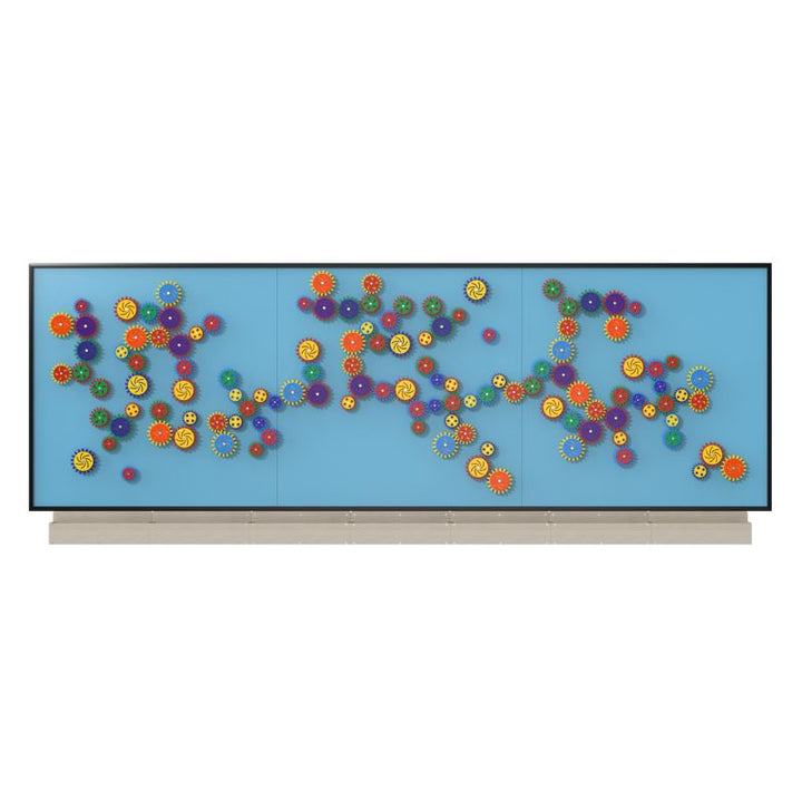 LiteZilla MagWiz Magnet Wall Sensory Gears 15x5 large-format installation showing extended interactive STEM sensory wall