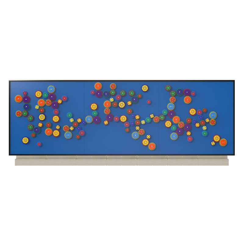 LiteZilla MagWiz Magnet Wall Sensory Gears 15x5 showing gear arrangement detail on large-format interactive wall installation
