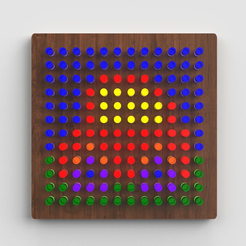 LiteZilla Mini in Dark Hardwood finish, front view of the full tabletop lite brite panel ready for use