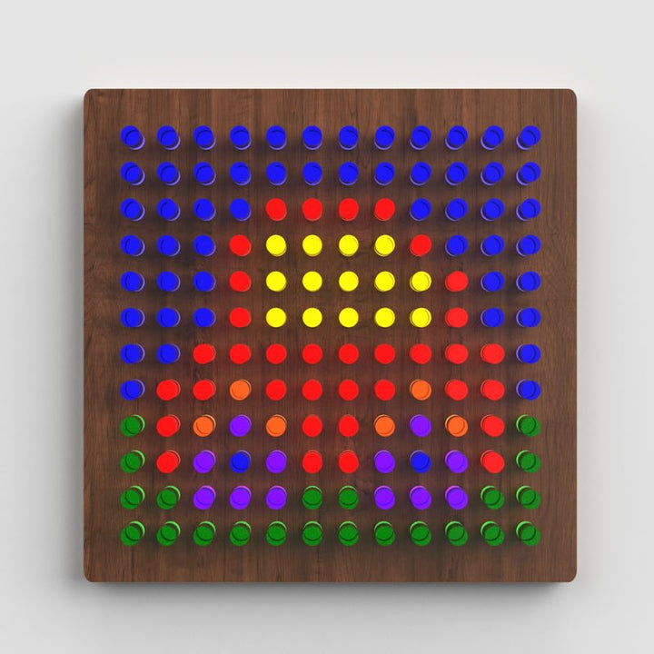 LiteZilla Mini in Dark Hardwood finish, front view of the full tabletop lite brite panel ready for use