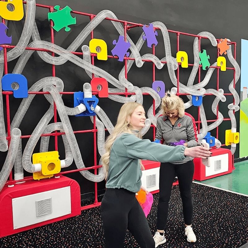 LiteZilla Ultimate Scarf Launcher 8x8 configuration showing full tube layout for sensory rooms and interactive exhibit spaces