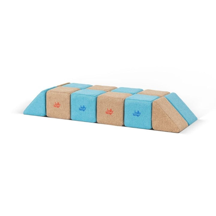 JollyHeap Pixi soft magnetic blocks built into a long bridge shaped tunnel structure