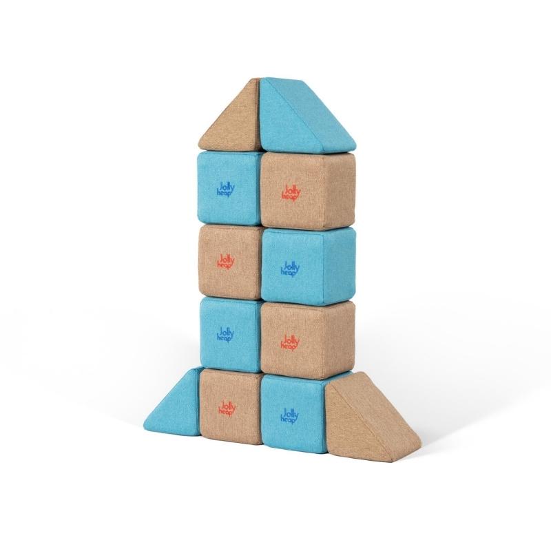 JollyHeap Pixi soft magnetic blocks built into a symmetrical rocket shaped tower with a triangular nose