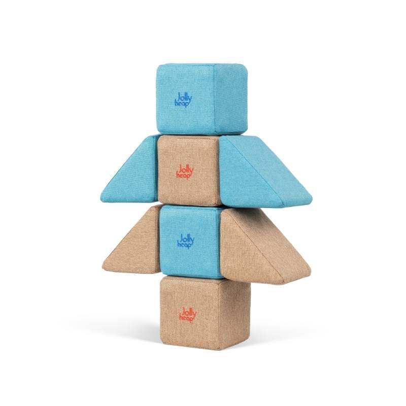 JollyHeap Pixi magnetic building blocks stacked into a tree shaped structure with triangle branches
