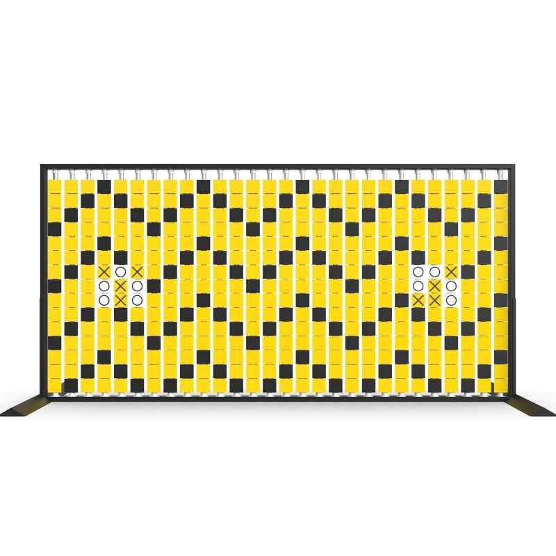 LiteZilla Mosaico Wall wall mounted rotating wall panel with two built in tic tac toe games on black, yellow and white triangles