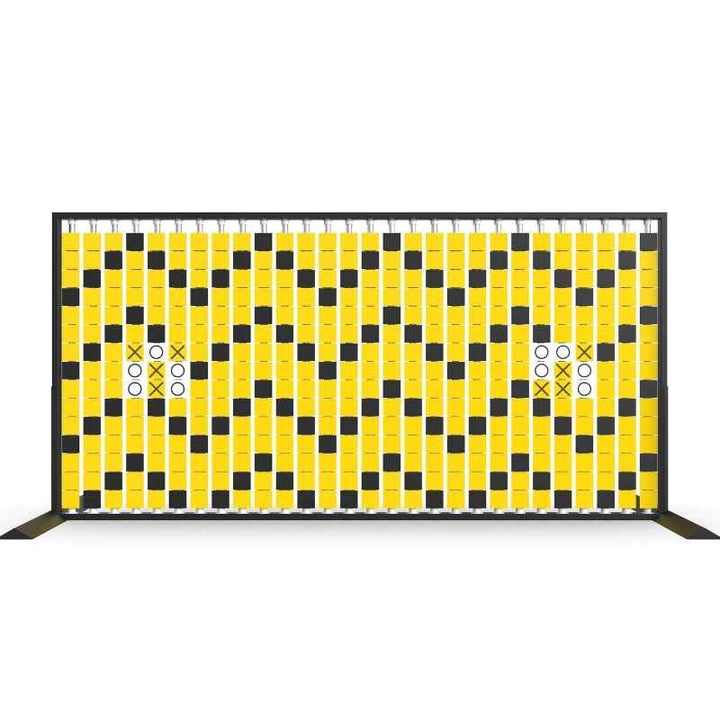LiteZilla Mosaico Wall wall mounted rotating wall panel with two built in tic tac toe games on black, yellow and white triangles