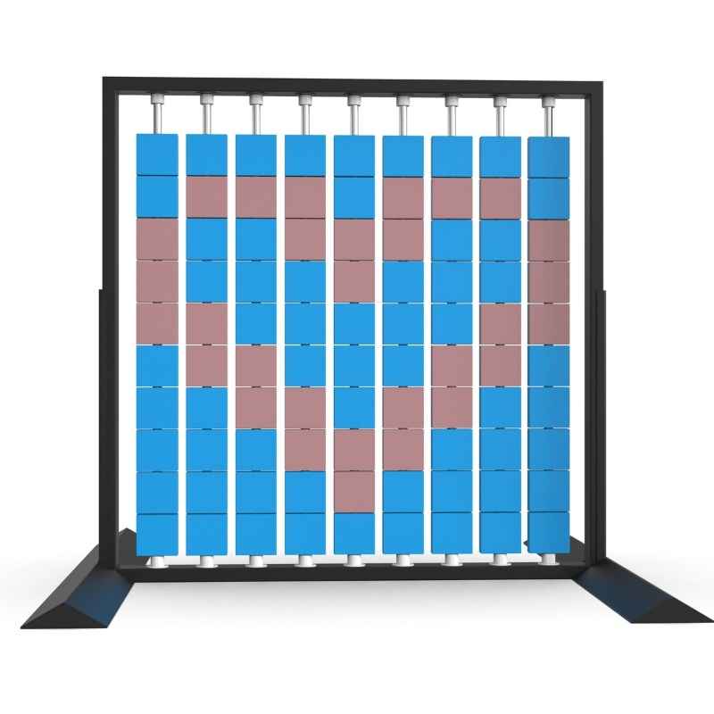 LiteZilla Mosaico Wall freestanding rotating wall panel displaying a heart pattern in pink and light blue small squares