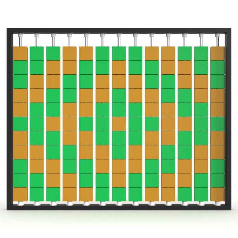 LiteZilla Mosaico Wall wall mounted rotating wall panel with green and orange large squares in a diamond pattern