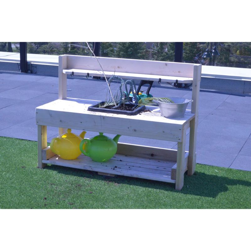 ONP Pre-School Mud Kitchen front view showing the natural North American Red Cedar finish, a durable outdoor mud kitchen for preschool and early years sensory play