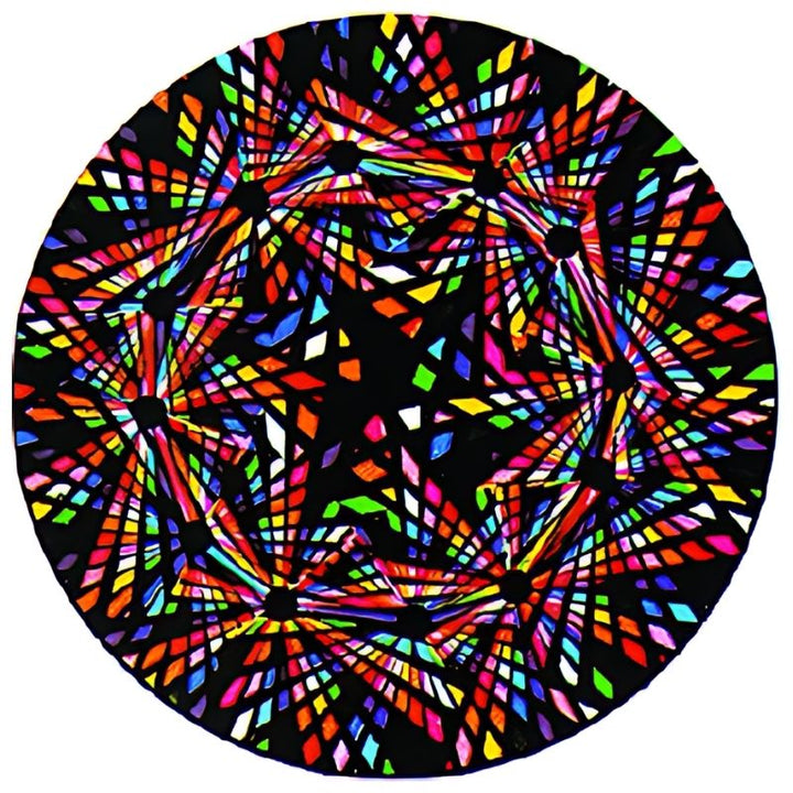 OPTIKinetics 50mm Cassette Effect Wheel No. 16 showing the multi-colour screen-printed glass pattern for use with Solar 100 and Solar 250 LED sensory projectors