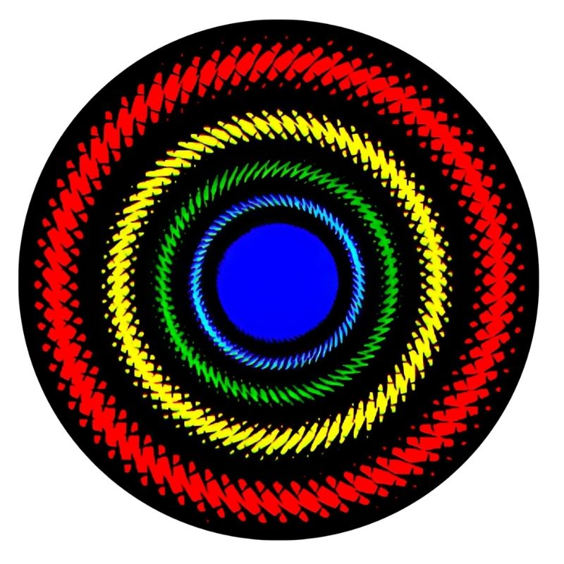 OPTIKinetics 50mm Cassette Effect Wheel No. 22 showing the multi-colour screen-printed glass pattern for use with Solar LED sensory room projectors