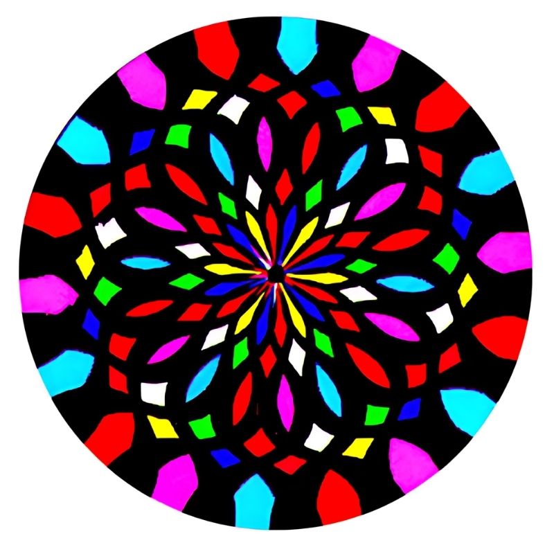 OPTIKinetics 50mm Cassette Effect Wheel No. 25 showing the kinetic colour pattern design for calming visual projection in sensory and therapy rooms