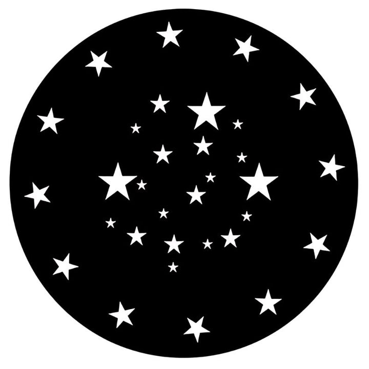 OPTIKinetics 50mm Cassette Effect Wheel Stars variant displaying its star pattern design for themed visual projection in sensory rooms and therapy spaces
