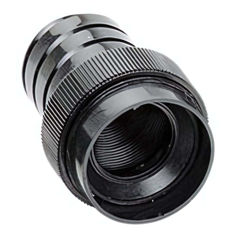 OPTIKinetics Solar 60mm wide-angle lens close-up view showing the triple-element fully coated f2.8 optics and 42.5mm grooved plastic barrel, compatible with Solar 100 LED and Solar 250 LED projectors