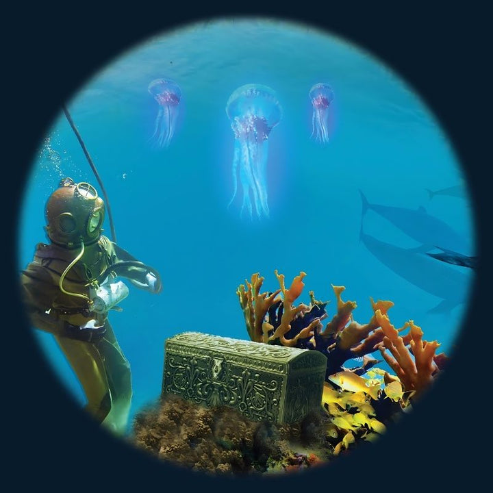OPTIKinetics 6 inch Picture Effect Wheel Deep showing underwater deep-sea themed imagery for immersive sensory room projection and visual engagement in therapy environments