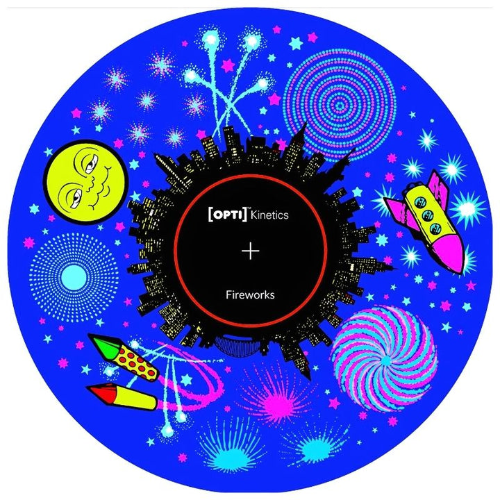 OPTIKinetics 6 inch Picture Effect Wheel Fireworks showing fireworks imagery for celebratory and themed visual projection in sensory rooms and multi-sensory environments