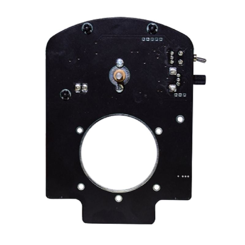 OPTIKinetics 6 inch Variable Speed Active Gate Wheel Rotator second close-up view showing the direction toggle switch and magnetic wheel mount for use with OPTIKinetics Solar 100 and Solar 250 LED projectors