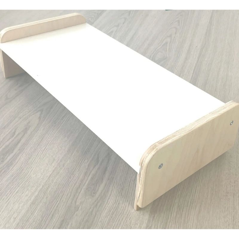 Sapiens Child Papaya Double Adjustable Montessori Table and Chair Set landscape view showing the full set in a home environment for two children of different sizes