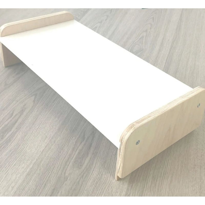Sapiens Child Papaya Double Adjustable Montessori Table and Chair Set landscape view showing the full set in a home environment for two children of different sizes