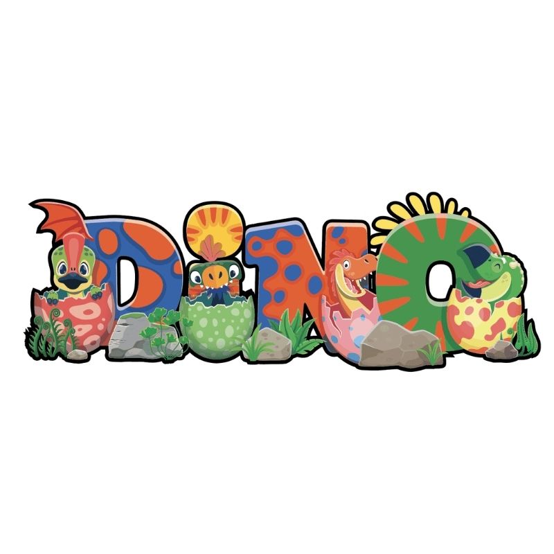 Sensory Paths Dino Adventure Full Path clean view showing a dinosaur character station from this Made in Canada 3M vinyl anti-skid sensory hallway path for school movement corridors