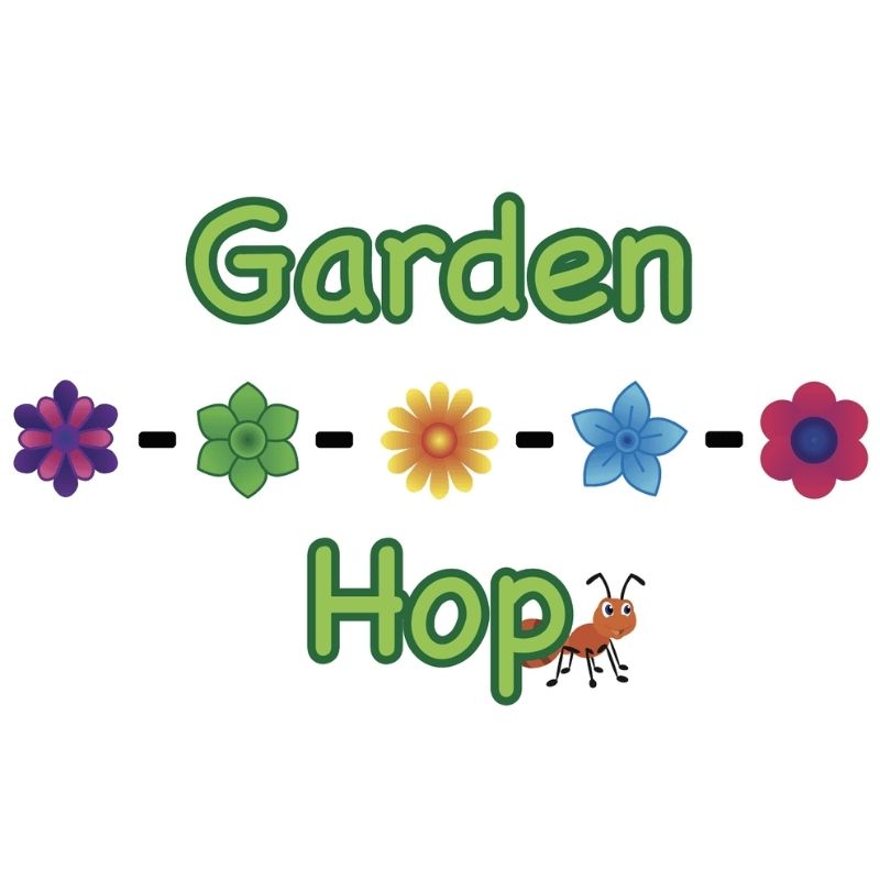 Sensory Paths Garden Hop Full Path title graphic showing the garden-themed sensory movement path branding for this Made in Canada 3M vinyl anti-skid school hallway path