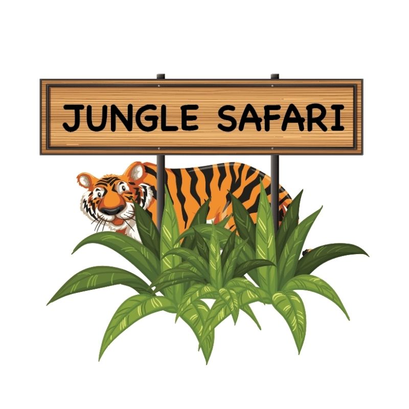 Sensory Paths Jungle Safari Full Path title graphic showing the jungle-themed animal movement sensory path branding for this Made in Canada 3M vinyl anti-skid school hallway path