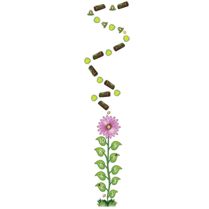 Bottom section of the Sensory Paths Nature Walk Full Path showing the lower movement activity stations including lily pads, logs, and bee decals of this 3M vinyl anti-skid nature sensory path