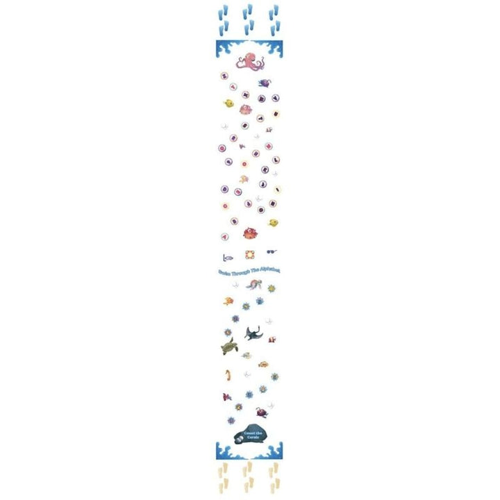 Sensory Paths Under the Sea floor decals displayed in English showing ocean-themed proprioceptive movement activities for classrooms and therapy rooms