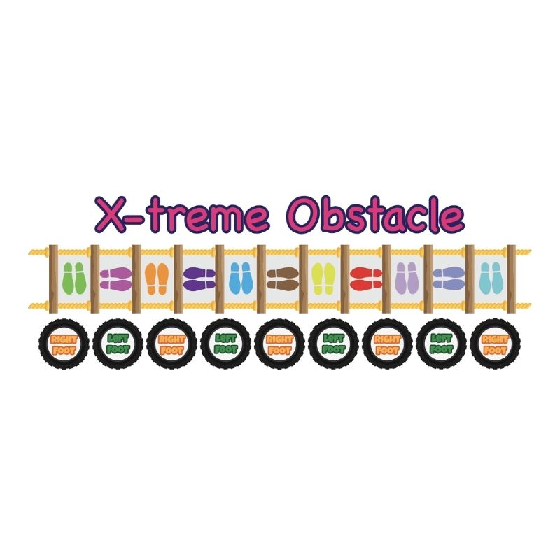 Sensory Paths Xtreme Obstacle full floor path title graphic showing the complete active movement circuit for school hallways